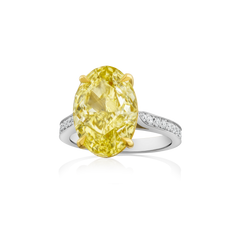 8.02cts Natural Fancy Yellow Oval Diamond Engagement Ring