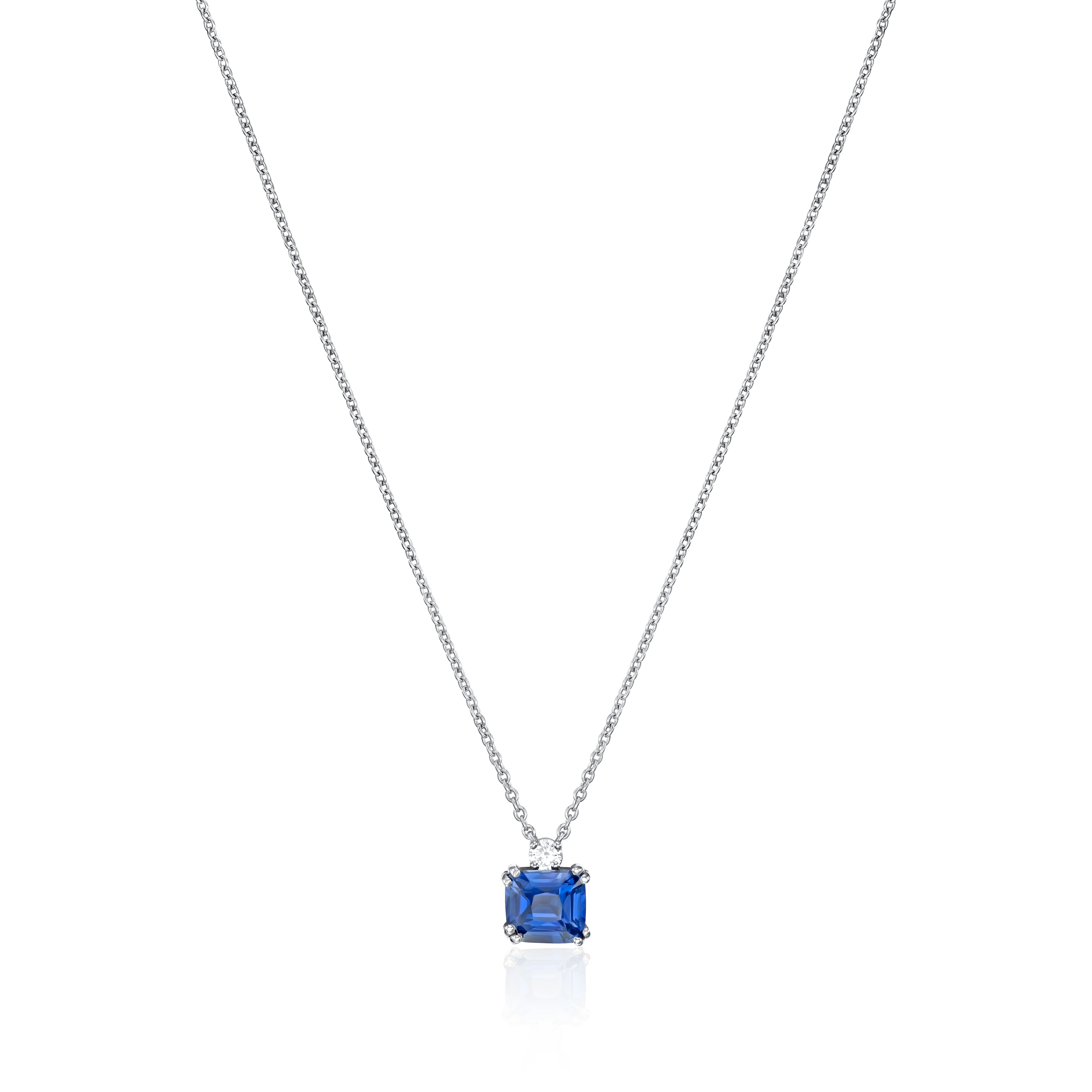 2.02cts Blue Sapphire and Diamond Pendant