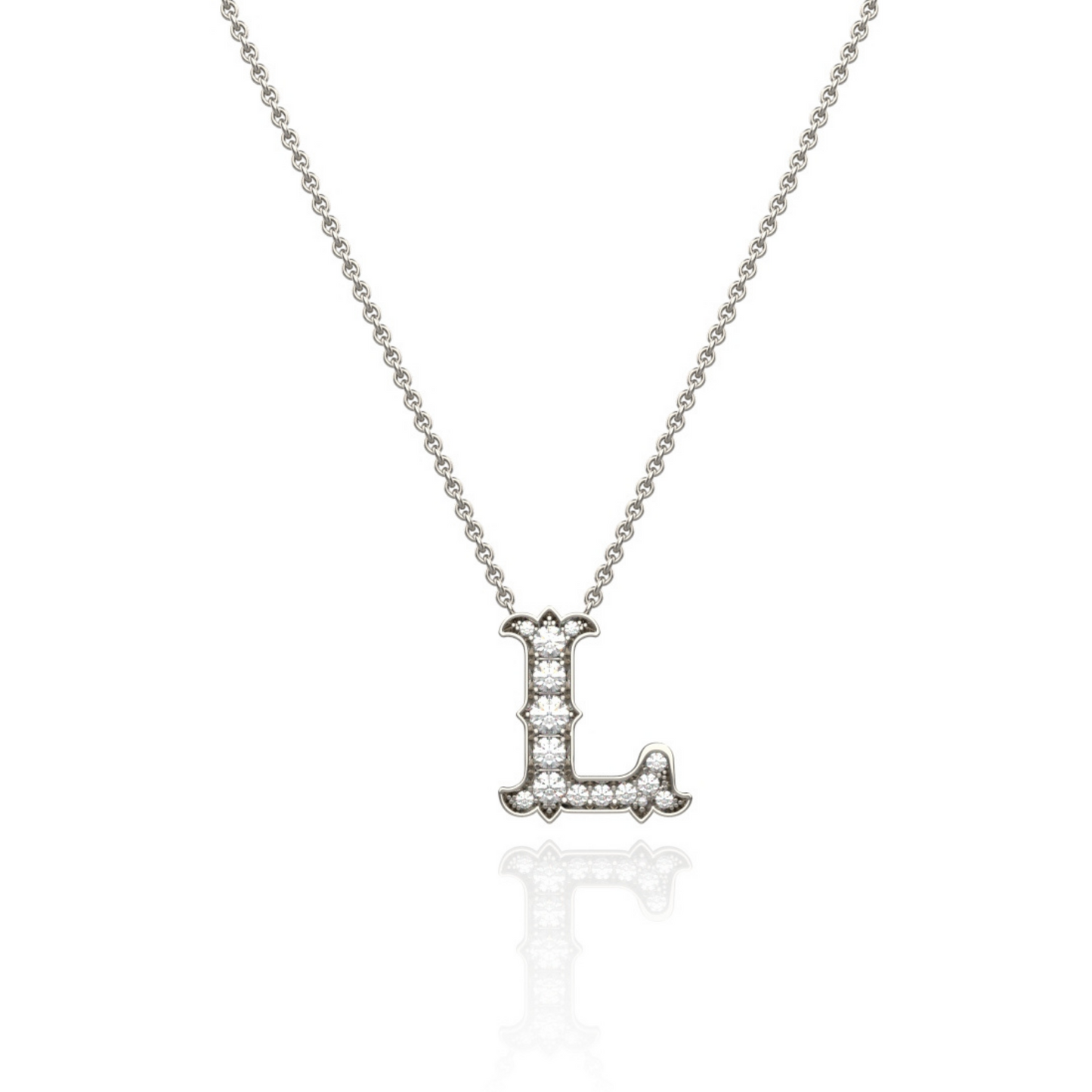 Platinum Diamond Set Initial Pendant