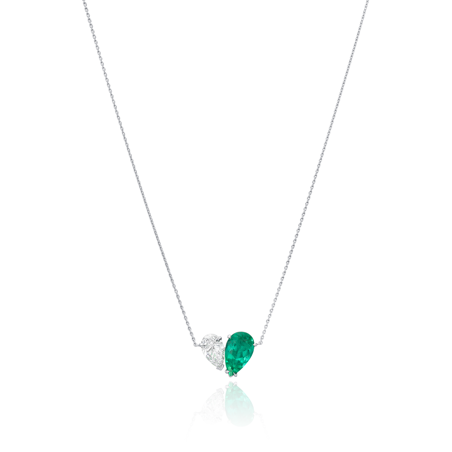 2.00cts Emerald and Diamond 'Toi Et Moi' Pendant