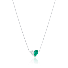 2.00cts Emerald and Diamond 'Toi Et Moi' Pendant