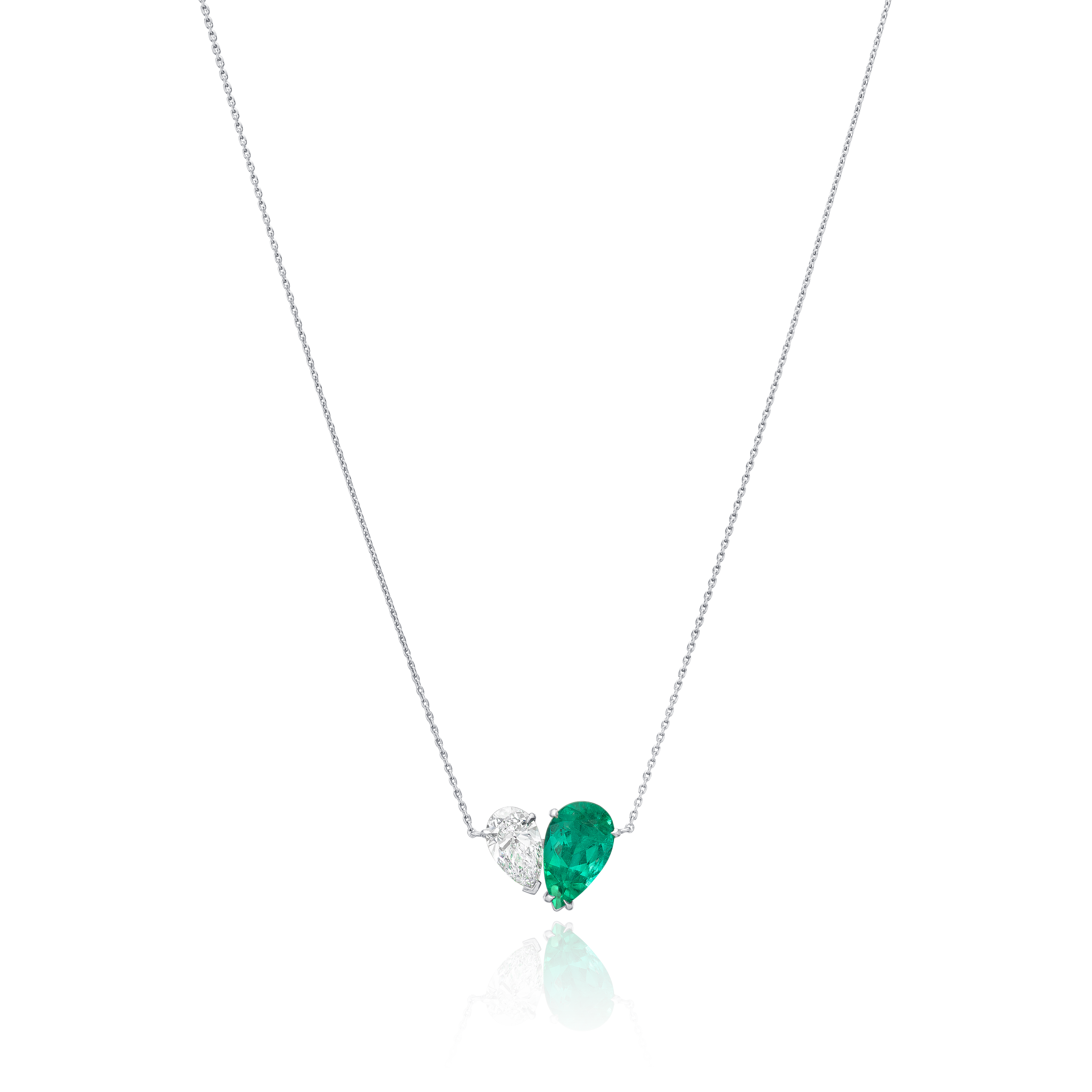 Toi Et Moi Emerald and Diamond Pendant