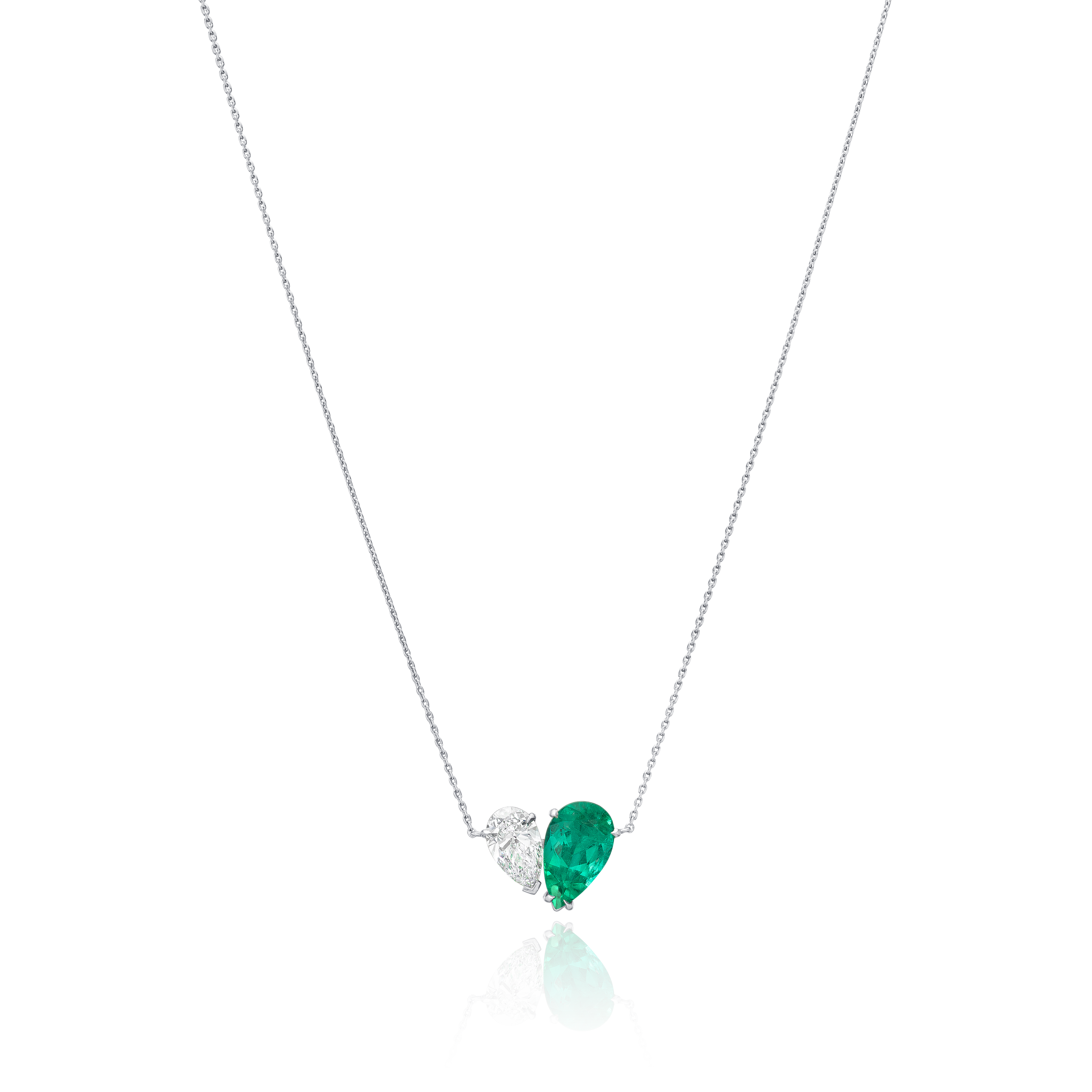 2.00cts Emerald and Diamond 'Toi Et Moi' Pendant