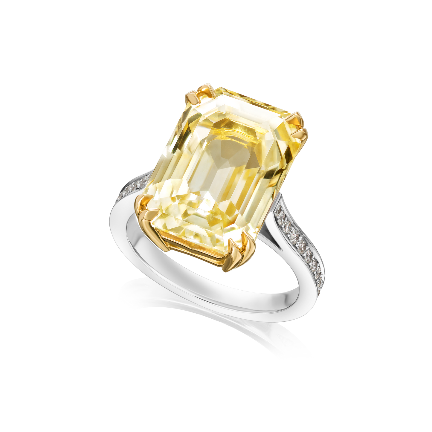 14.46cts Octagon Yellow Sapphire and Diamond Ring