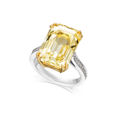 14.46cts Octagon Yellow Sapphire and Diamond Ring