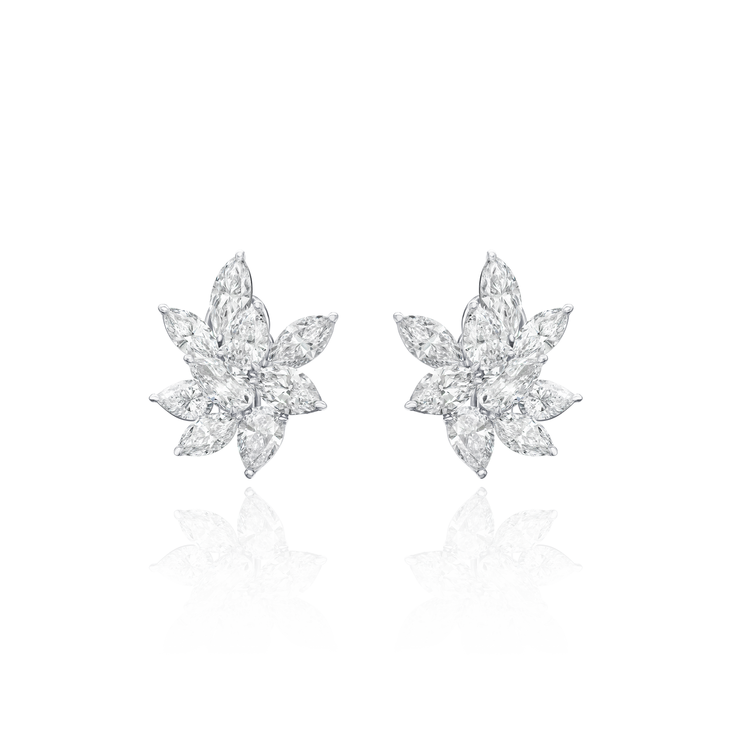 15.92cts Marquise and Pear Shape Diamond Cluster Earrings