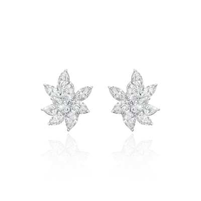 15.92cts Marquise and Pear Shape Diamond Cluster Earrings