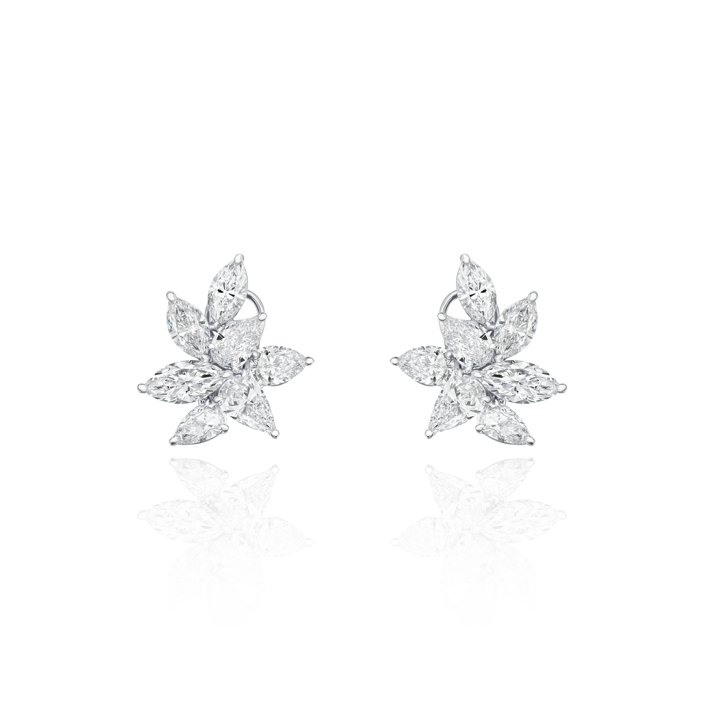 9.37cts Marquise and Pear Shape Diamond Cluster Earrings