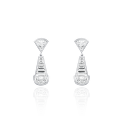 2.94cts Mixed Cut Diamond Platinum Drop Earrings