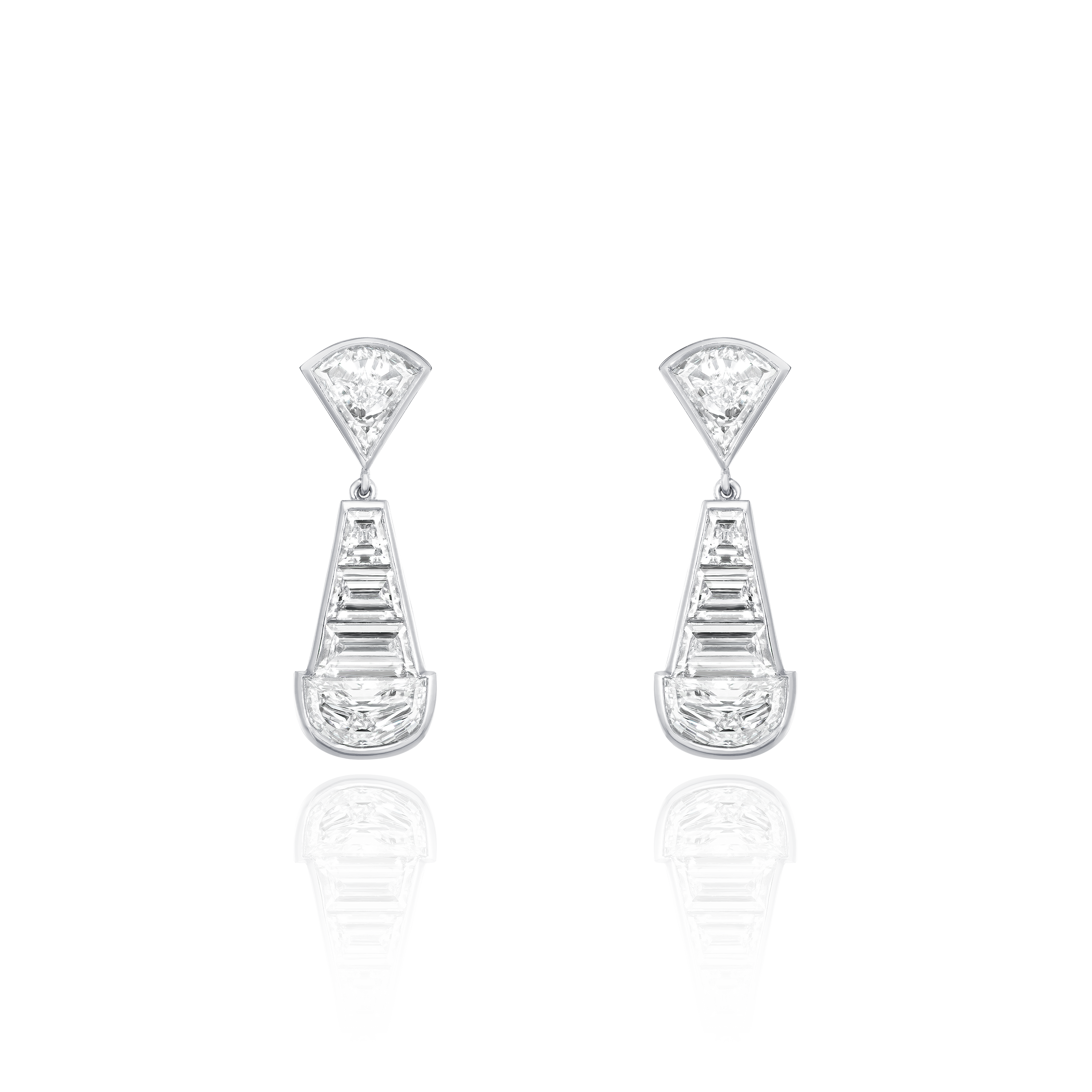 2.94cts Mixed Cut Diamond Platinum Drop Earrings