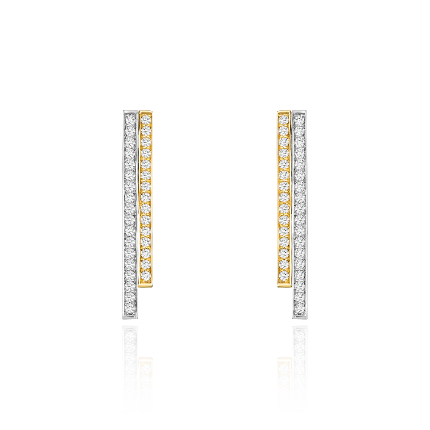 Skyline Collection Two Row Diamond Set Platinum and 18ct Yellow Gold Drop Earrings