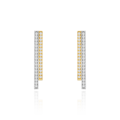 Skyline Collection Two Row Diamond Set Platinum and 18ct Yellow Gold Drop Earrings