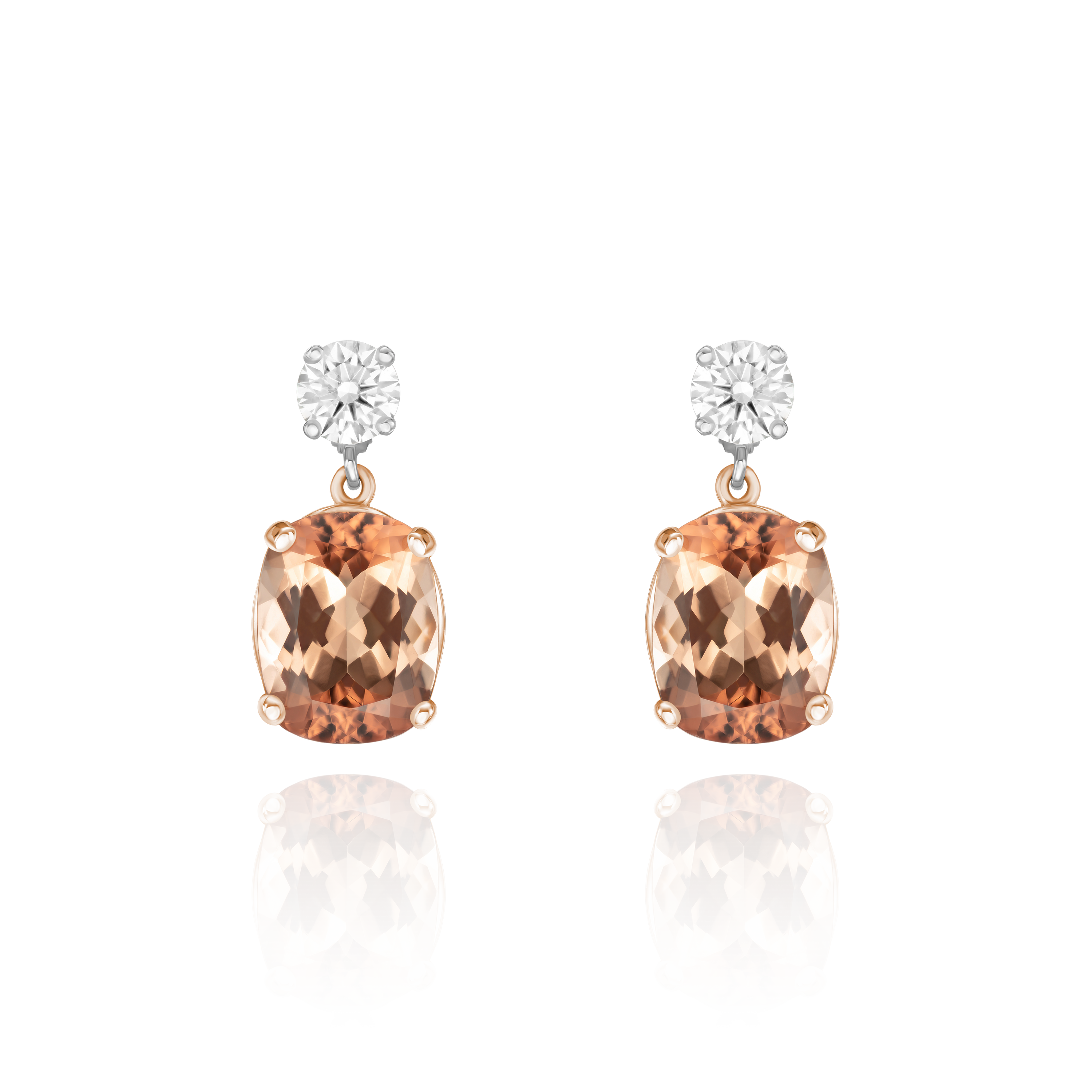 3.97cts Amber Tourmaline and Diamond Drop Earrings