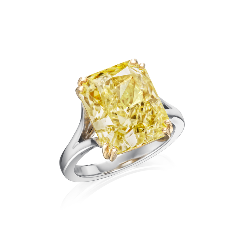 8.30ct Radiant Cut Yellow Diamond Engagement Ring