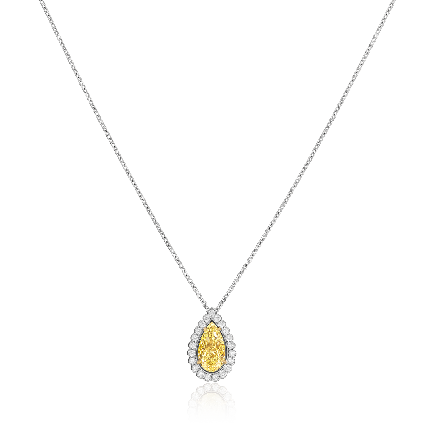 2.01cts Yellow and White Diamond Cluster Pendant