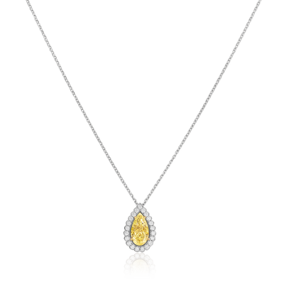 2.01cts Yellow and White Diamond Cluster Pendant