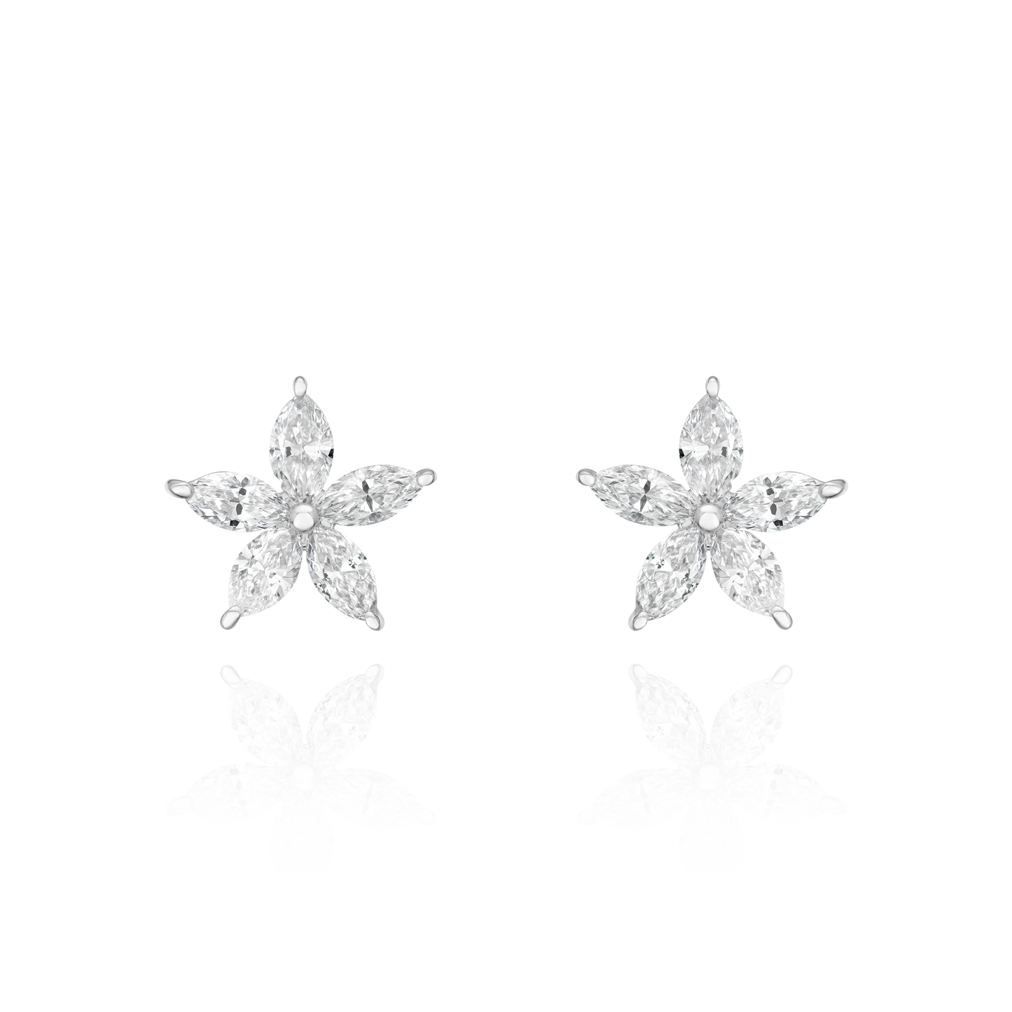 1.11cts Marquise Cut Diamond Flower Earrings