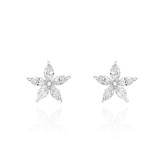 1.11cts Marquise Cut Diamond Flower Earrings