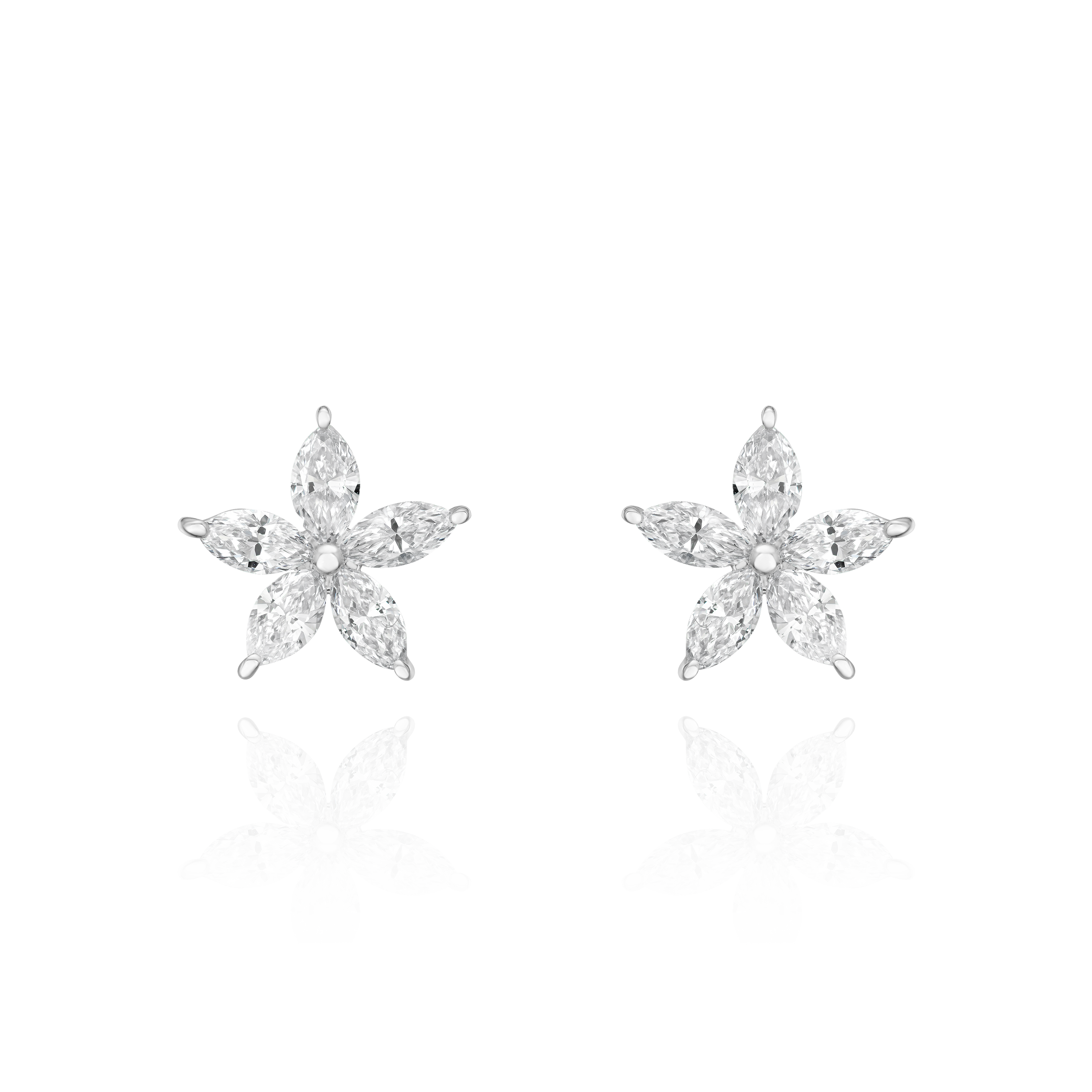 1.11cts Marquise Cut Diamond Flower Earrings