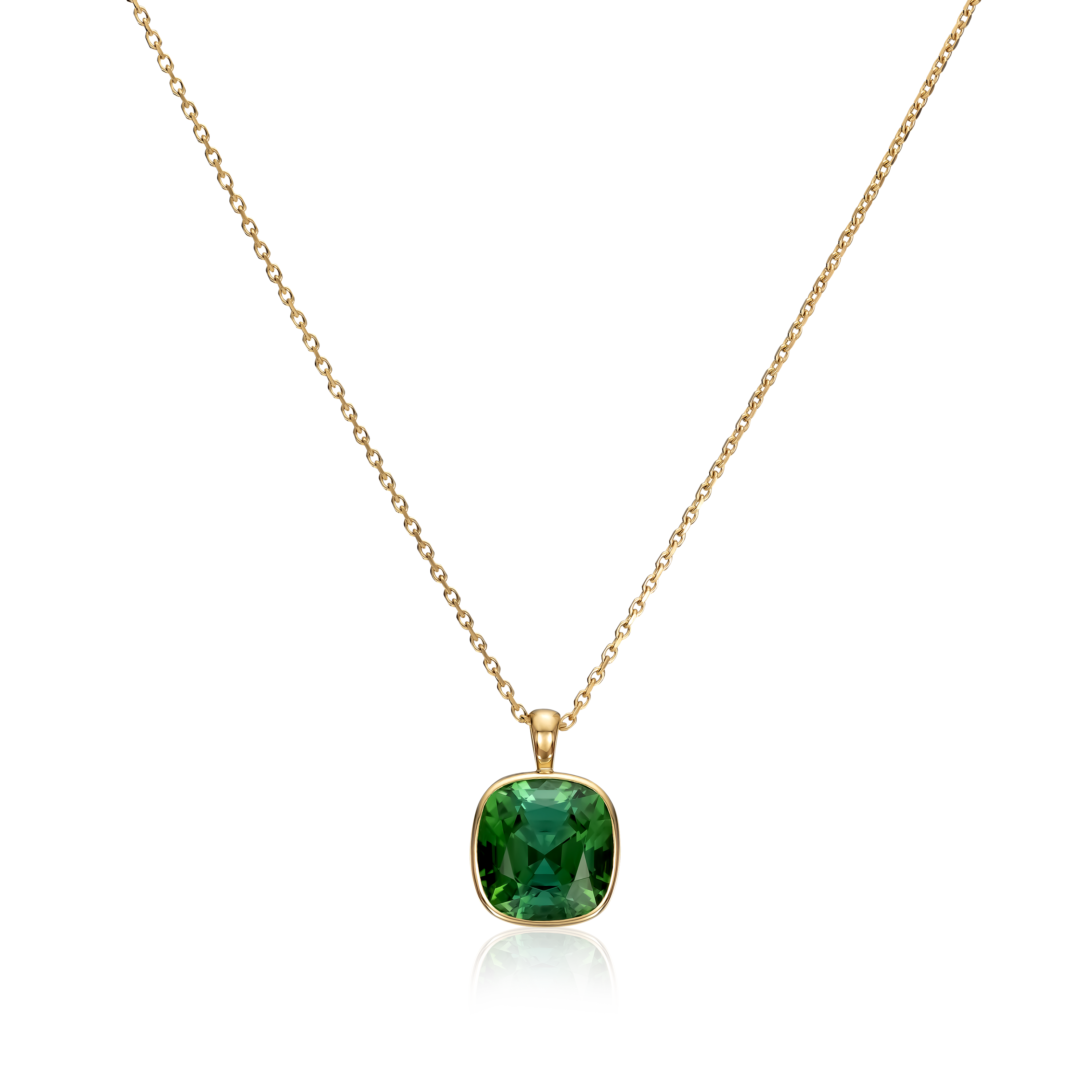 10.65cts Cushion Green Tourmaline Pendant