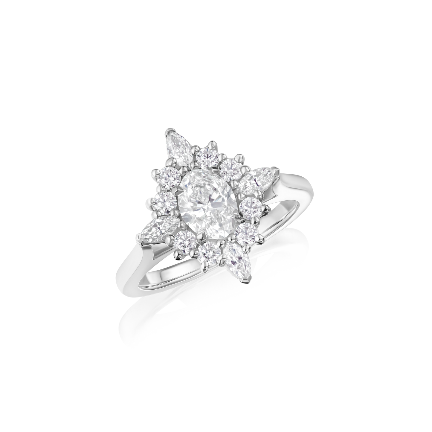 0.70cts Oval Cut Diamond Cluster Platinum Ring