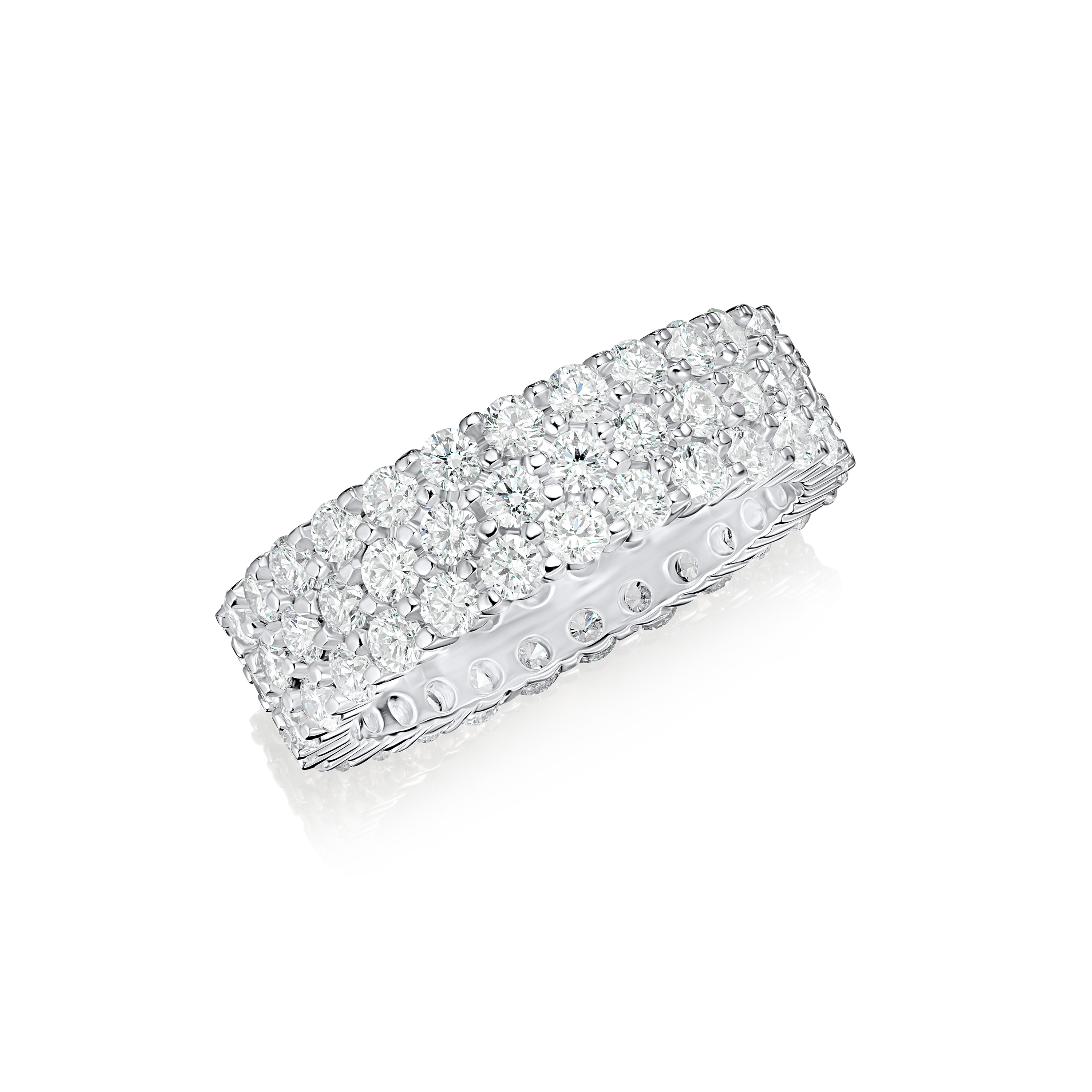 4.15cts Three Row Full Diamond Set Eternity Ring