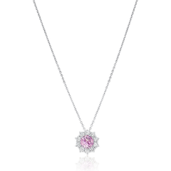 2.37cts Pink Sapphire and Diamond Cluster Pendant