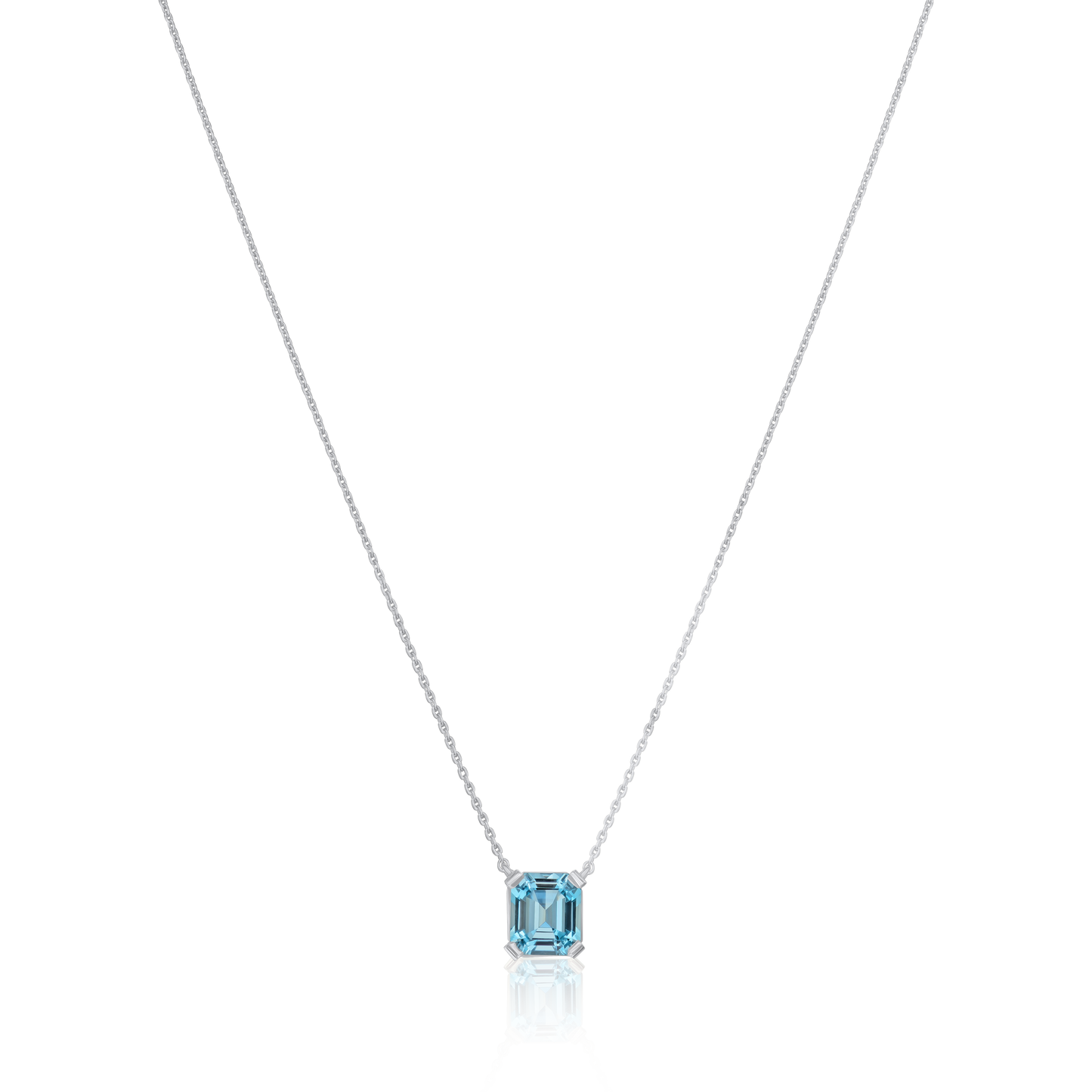 1.58cts Octagon Aquamarine Single Stone Pendant