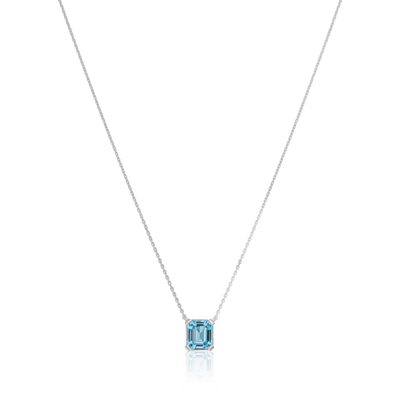 1.58cts Octagon Aquamarine Single Stone Pendant
