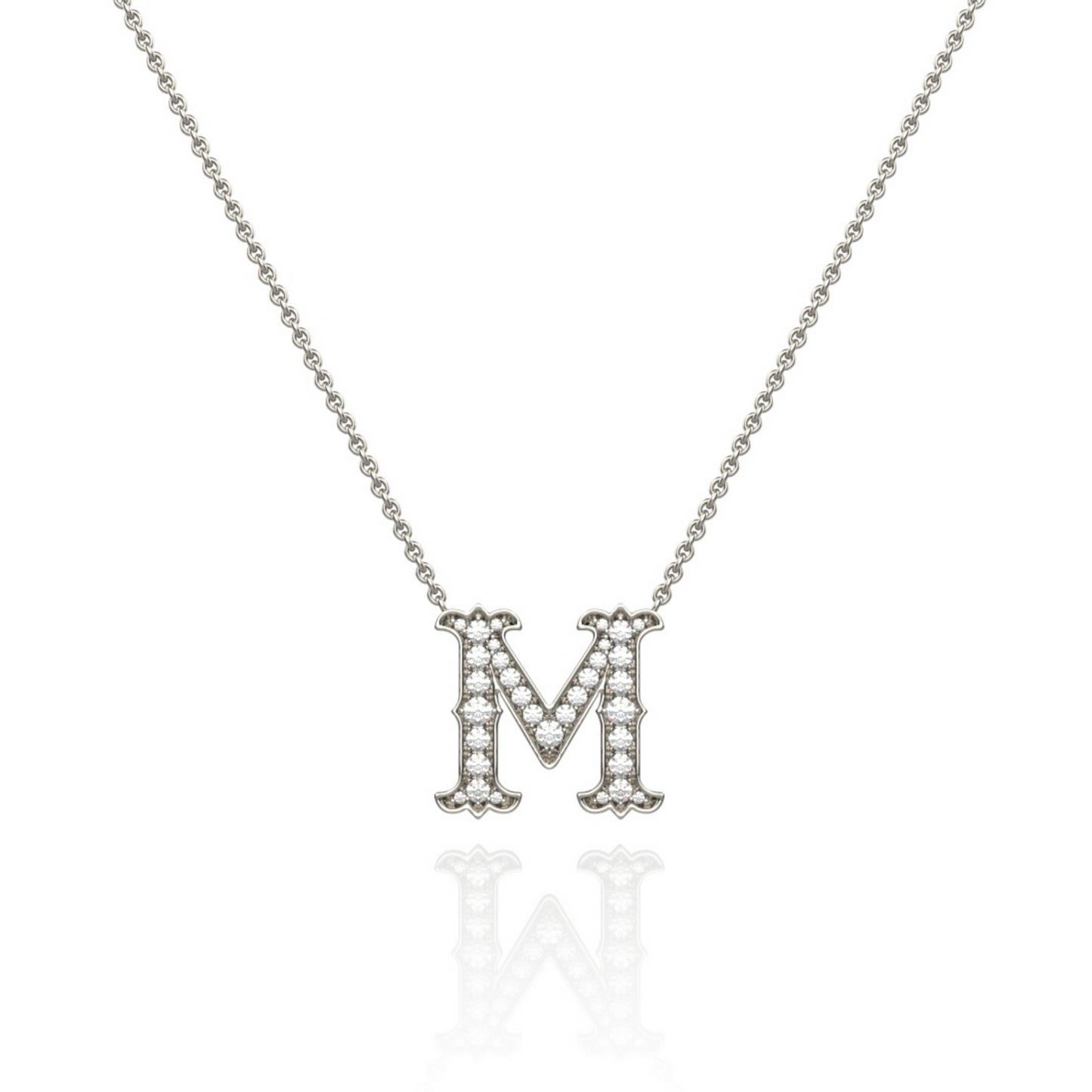 Platinum Diamond Set Initial Pendant