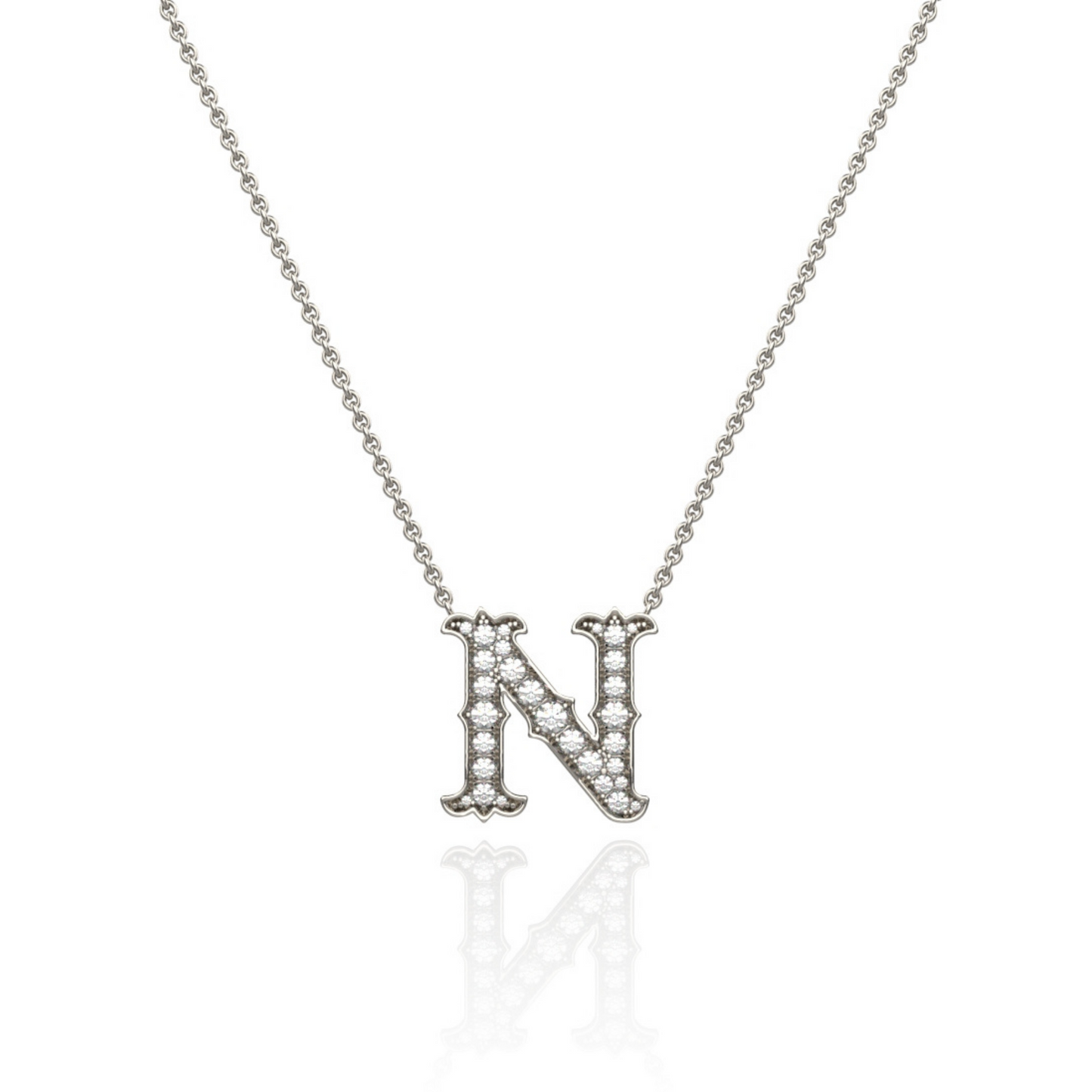 Platinum Diamond Set Initial Pendant