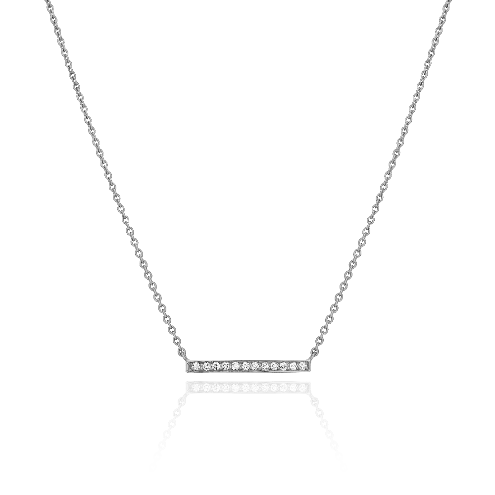 Skyline Collection Horizontal Diamond Set Platinum Pendant 2mm