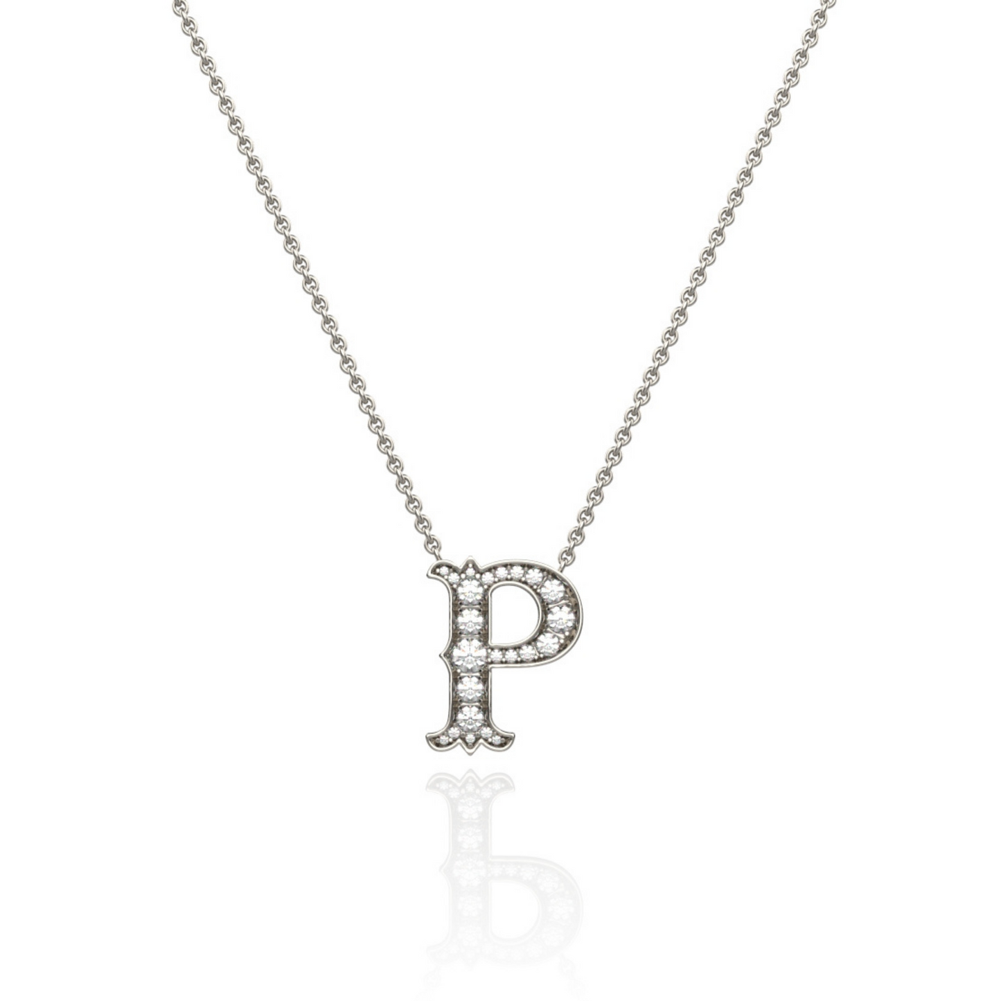 Platinum Diamond Set Initial Pendant