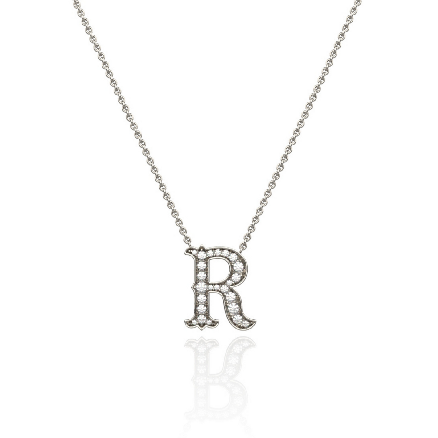 Platinum Diamond Set Initial Pendant