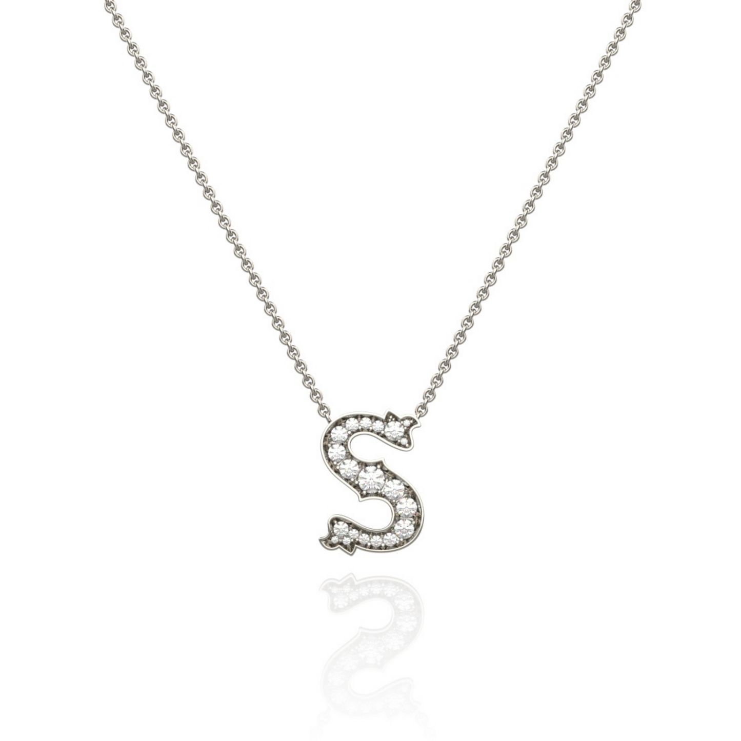 Platinum Diamond Set Initial Pendant