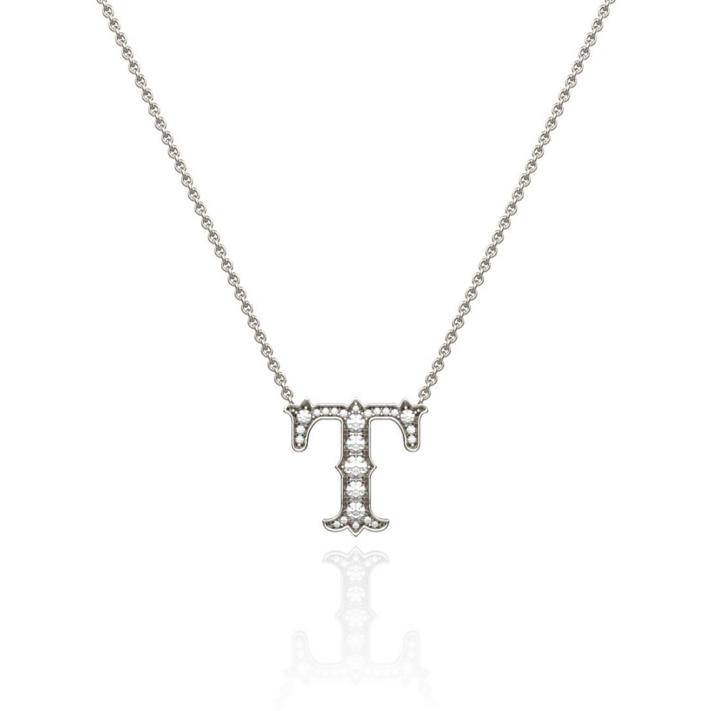 Platinum Diamond Set Initial Pendant