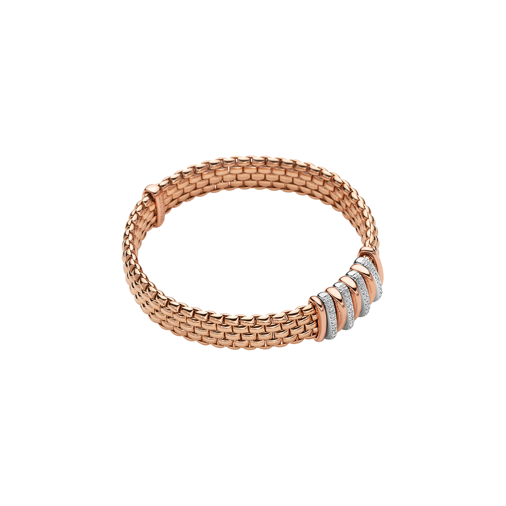 Panorama Flex'It 18ct Rose Gold Bracelet With Diamond Set Rondels