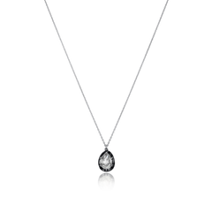 0.79cts Pear Rose Cut Diamond Black Rhodium Pendant
