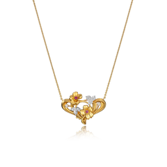 Art Nouveau Pearl, Ruby and Diamond Flower Pendant
