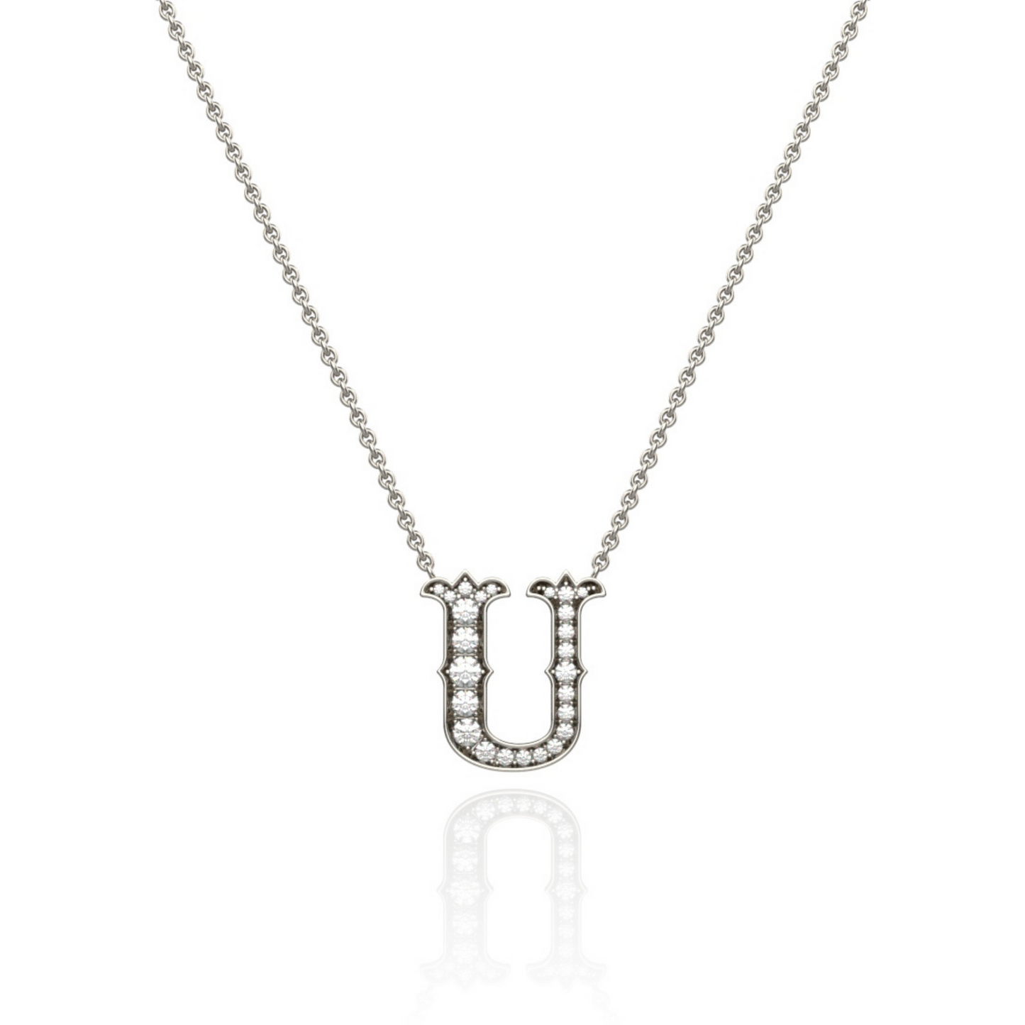 Platinum Diamond Set Initial Pendant