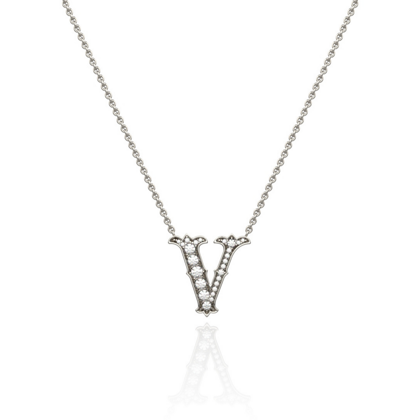 Platinum Diamond Set Initial Pendant