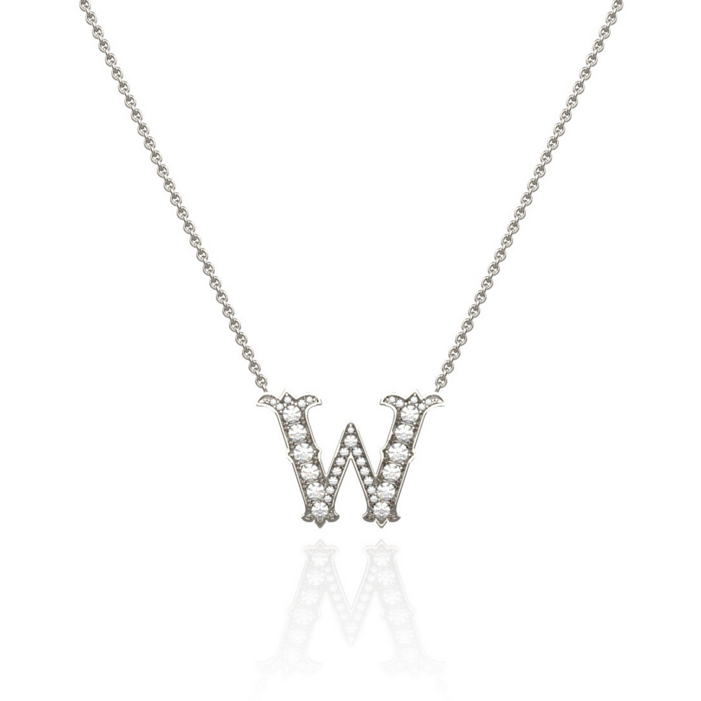 Platinum Diamond Set Initial Pendant