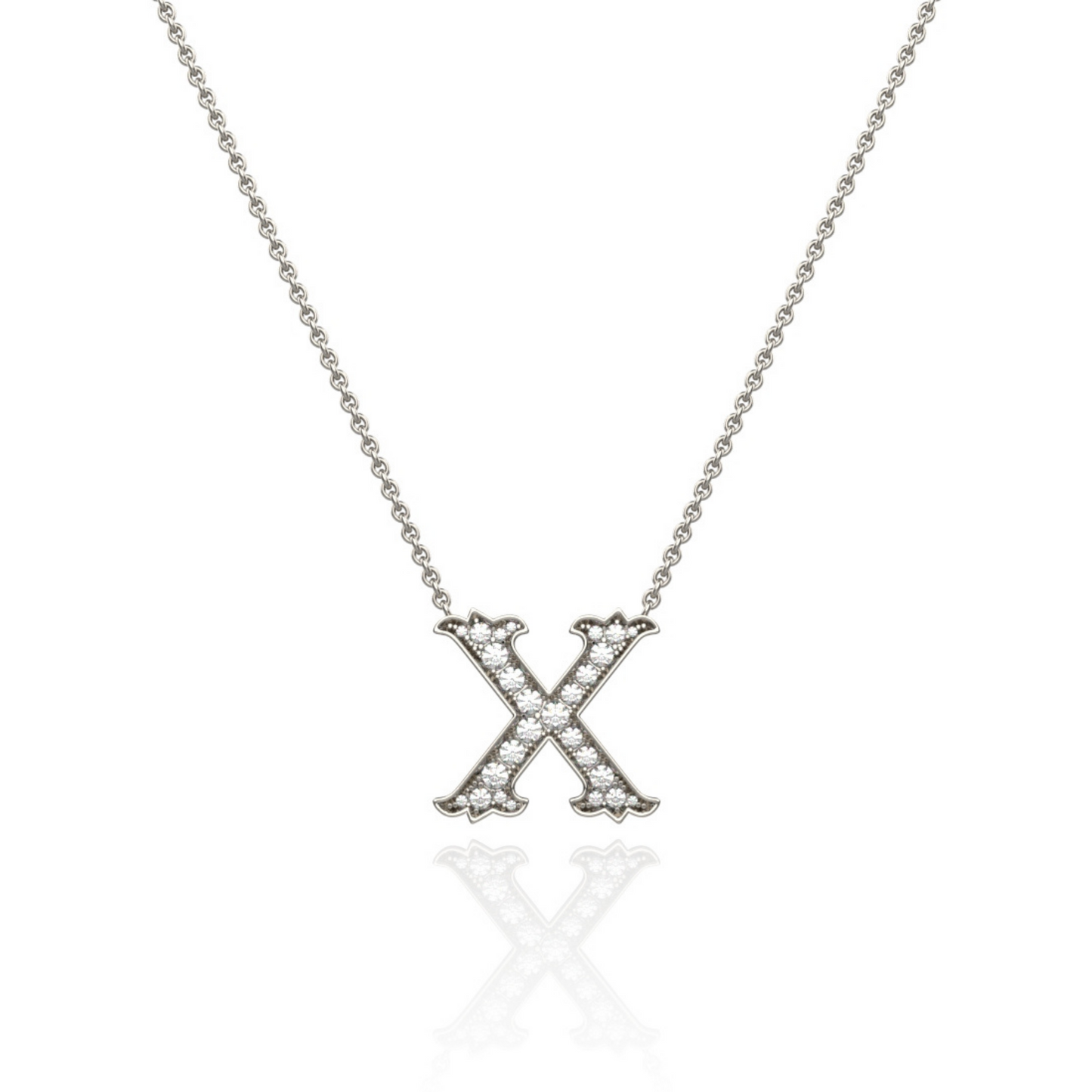 Platinum Diamond Set Initial Pendant