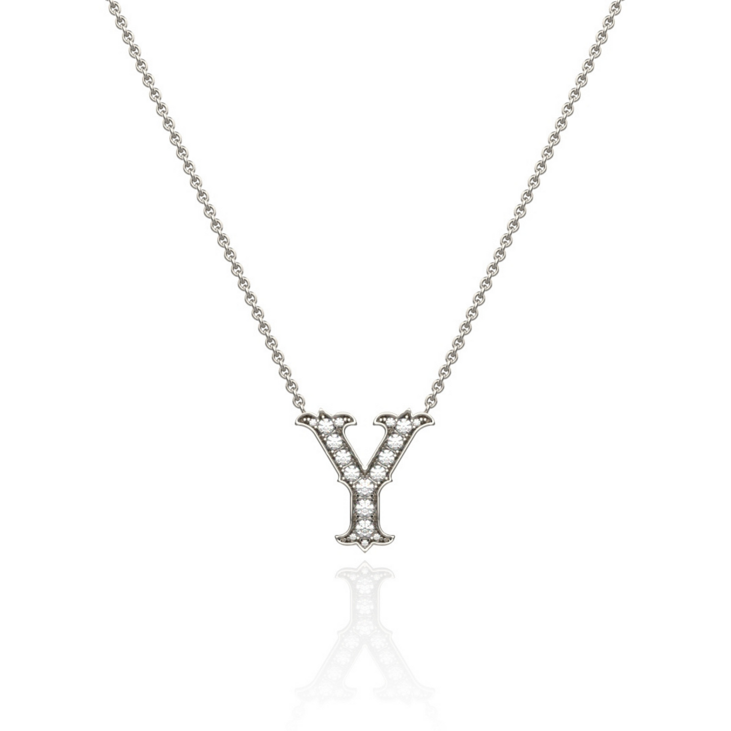 Platinum Diamond Set Initial Pendant