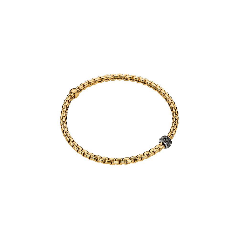 Eka 18ct Yellow Gold Bracelet With A Black Diamond Set Rondel