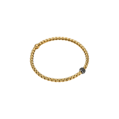 Eka 18ct Yellow Gold Bracelet With A Black Diamond Set Rondel