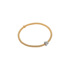 Prima Flex'It 18ct Yellow Gold Bracelet With Three Pavé Diamond Rondels