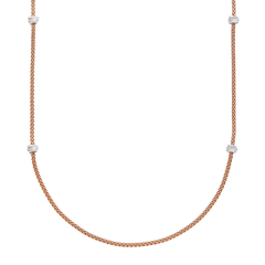 Prima Flex'It 18ct Rose Gold Necklace With Diamond Set Rondels