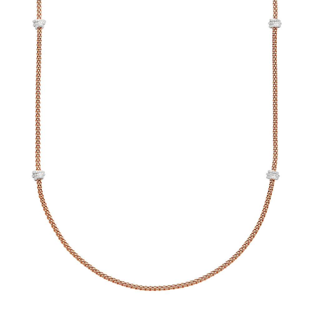 Prima Flex'It 18ct Rose Gold Necklace With Diamond Set Rondels