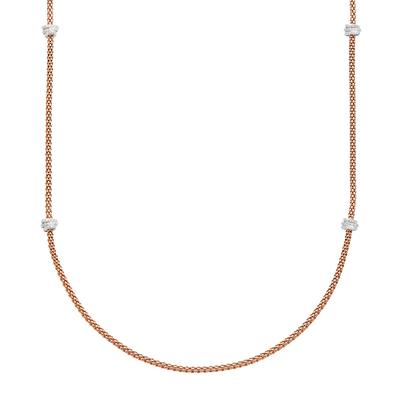 Prima Flex'It 18ct Rose Gold Necklace With Diamond Set Rondels